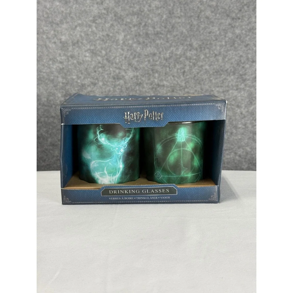 Harry Potter Patronus Deathly Hallows Drinking Glass‎ Set 2pk Paladone PP4229HP